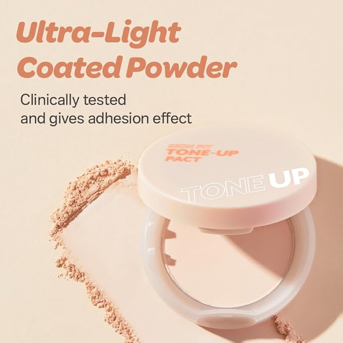 I'M MEME Compact - Skin Fit Tone Up Pact | FLawless Finish with Aqua Sebum, Soft & Velvet Pressed Powder Compact, Smooth Pores & Fine Lines, Korean Makeup, Translucent, Oily Skin, 0.35 Oz