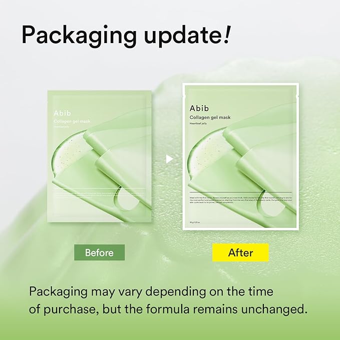 Abib Collagen Gel Mask Heartleaf Jelly 4 Sheets (Soothing) I Korean Vegan Collagen, Cooling Calming Hyaluronic Acid Hydrogel Face Mask Skin Care