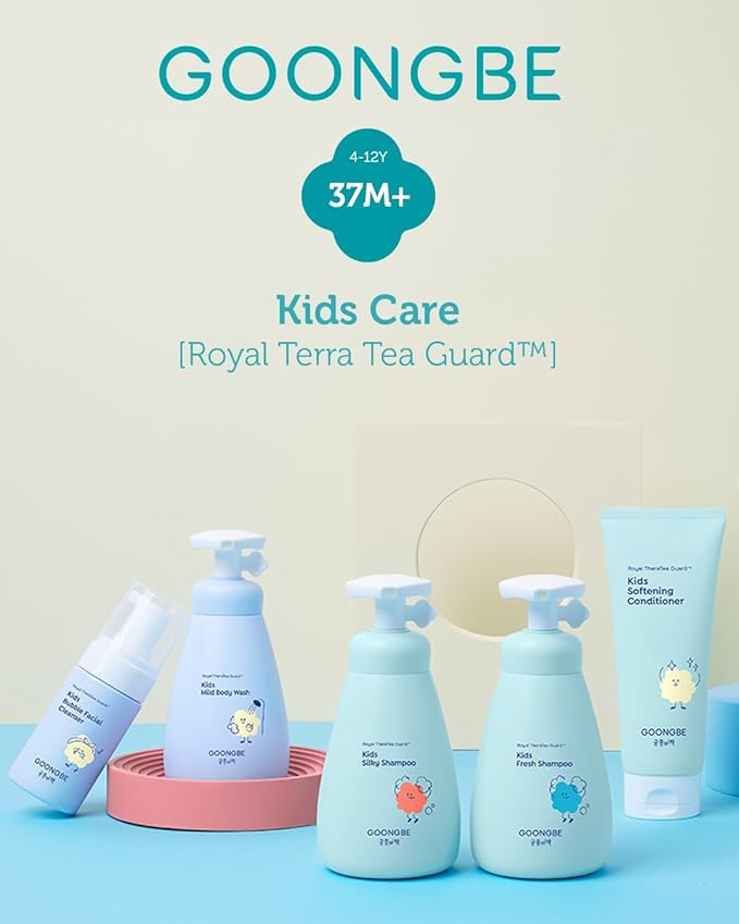 GOONGBE Kids Wash Duo Set - Korean Low pH Silky Shampoo & Mild Body Wash - Silicone-Free Hair Care & Micellar Body Cleanser - Allergen-Free Formula for Sensitive Skin, 10.1 fl.oz. & 10.1 fl.oz.