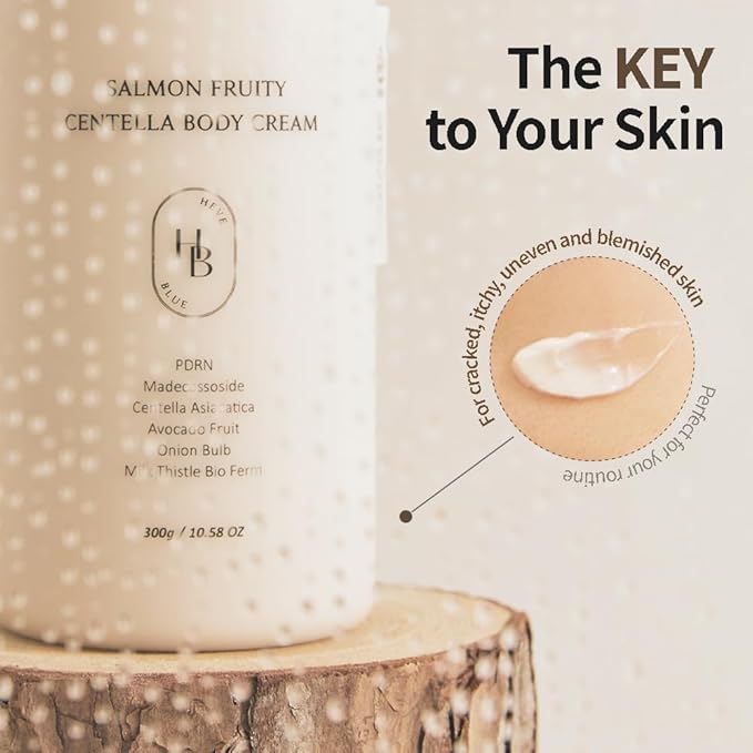 HEVEBLUE Salmon Fruity Centella Body Cream - Sensitive Skin, Itchy Skin, Korean Skincare, Bodycare, Hypoallergenic, Allergen-free Fragrance, PDRN, Salmon PDRN, Moisturizing, K-Beauty