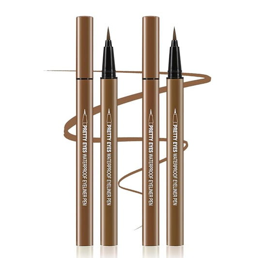 Boobeen 2pcs Liquid Eyeliner Pen, Matte Eye Liner with Precision Tip, Long Lasting Eyeliner Pencil for Bold Eye Makeup, Glides on Smoothly