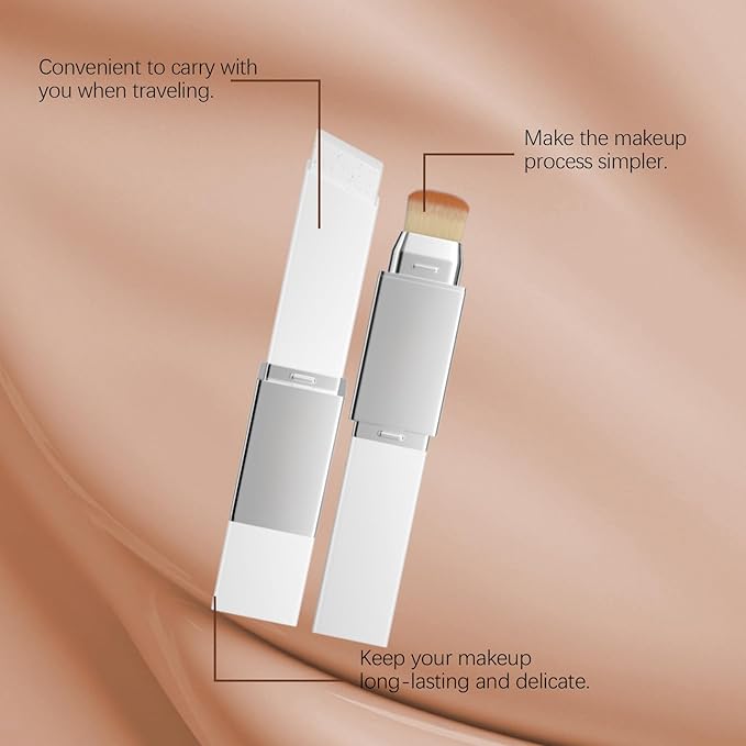 New Blanc Cover Cream Stick V - Color Changing Foundation Stick - Hydrating Concealer Base Makeup, Dual-Ended with Built-in Brush, Portable for Daily Use (Dark Skin)