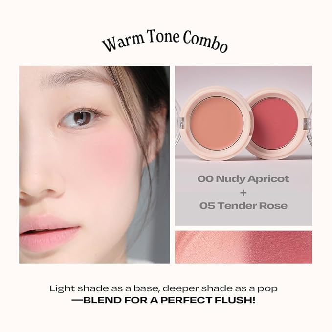 Balmy Cream Cheek | Lightweight, Natural Finish Cream Blush with Blurring Effect | 2.5g (No.5 Tender Rose)