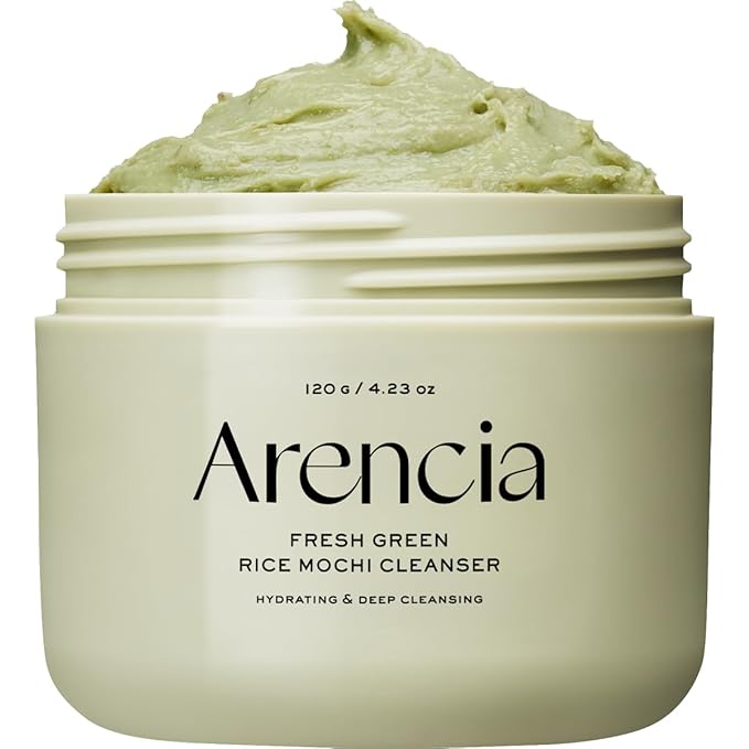 ARENCIA Korean Rice Mochi Face Cleanser - Face Wash, Gentle Scrub All in One for Deep Cleansing, Moisturizing, Pore Minimizing, Acne-Prone Skin, Removing Blackhead with Rice Water & Green Tea