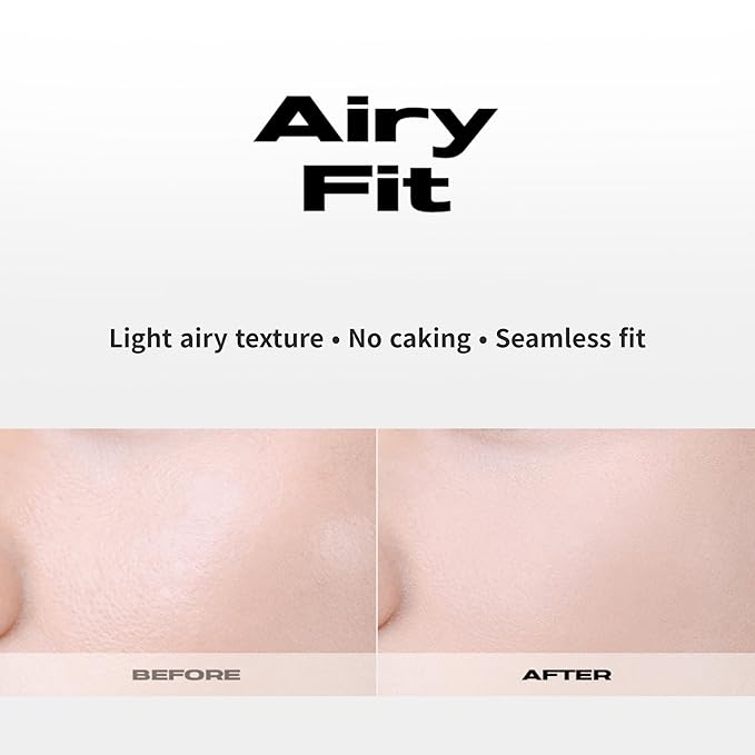 ABOUT TONE Air Fit Powder Pact 0.28oz - Makeup Fixing Pressed Powder Compact with Mirror and Puff Airy & Light Texture Face Blur Setting Finishing Translucent Sebum Control Lightweight Vegan Formula