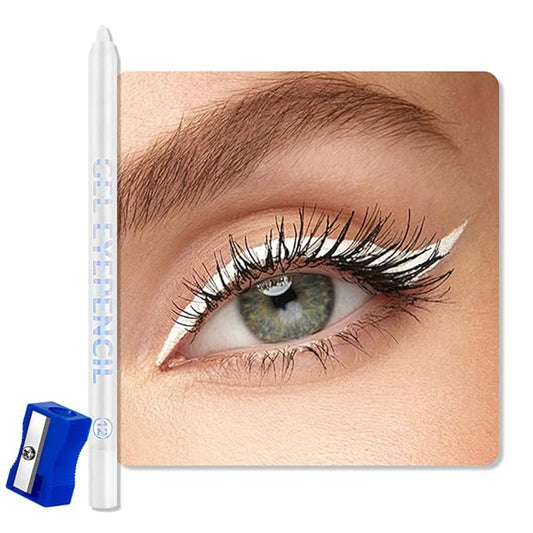 White Matte Gel Eyeliner Pencil, Multi-Use Waterline Eyeliner with Sharpener, Sharpenable Eye Liner Waterproof Smudge Proof, High Pigmented Eye Makeup Liners, Vegan & Cruelty-Free 12