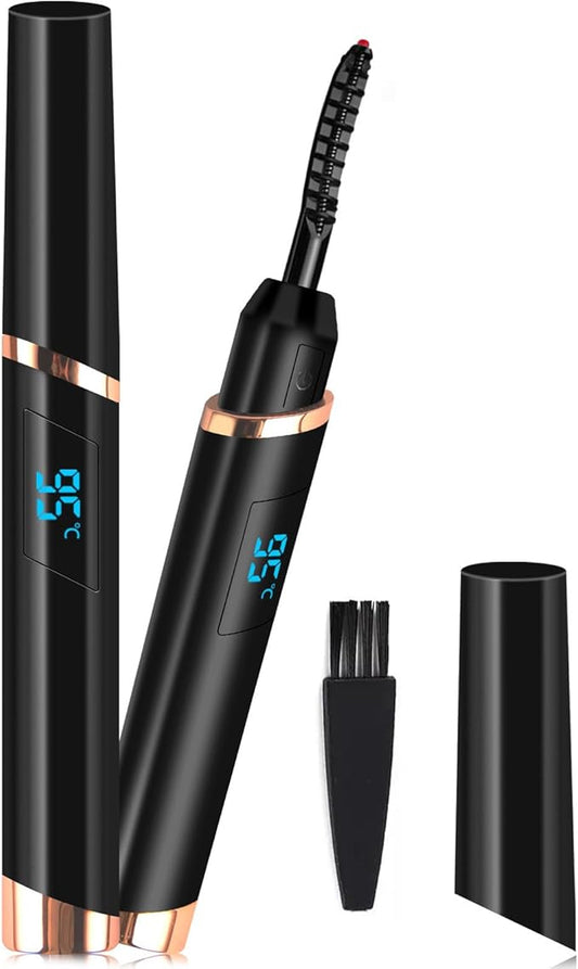 Heated Eyelash Curler, Electric Eyelash Curler, Rechargeable Lash Curler for Makeup Natural Curling Eye Lashes and 24 Hours Long Lasting - Black 2025 Updated New Model