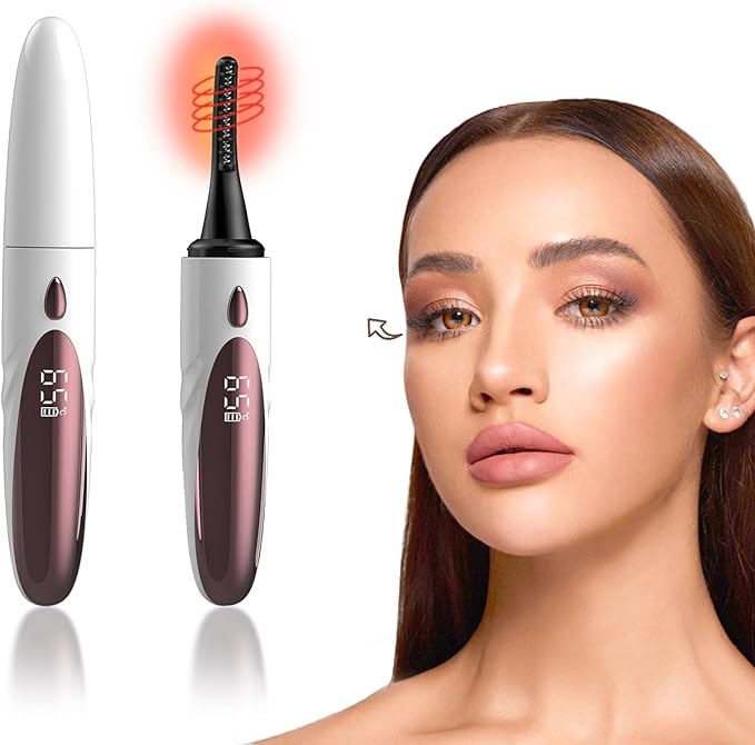 Heated Eyelash Curlers - Fast Heat up Within 10s, Electric Eyelash Curler with 4 Heating Modes, Rechargeable Electric Eyelash Curler, Heated Lash Curler for Makeup Tools with LED Display (White)