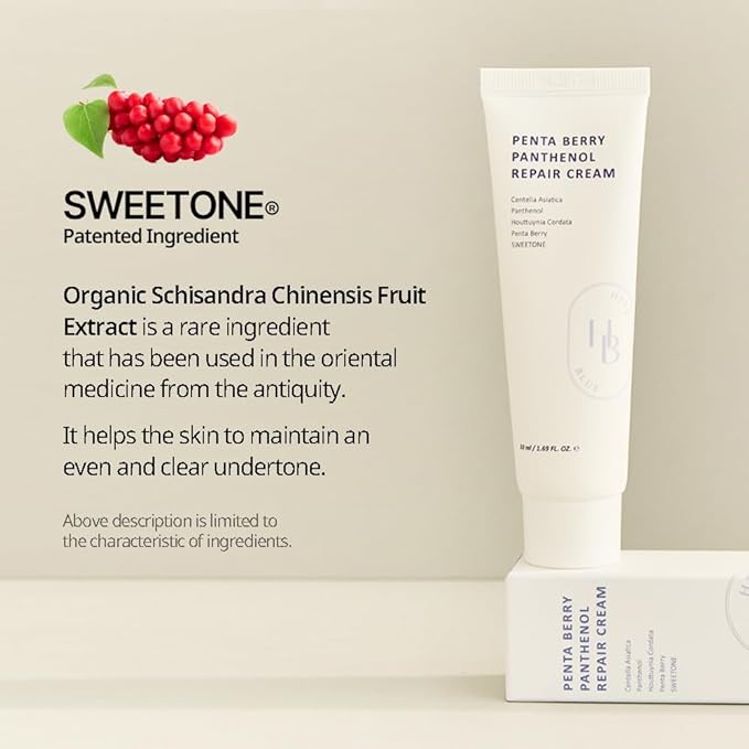 HEVEBLUE Penta Berry Panthenol Repair Cream - Vegan, Centella, Cica Barrier, Restore Moisture Balance, Deep Hydration, Sensitive Skin, Low Irritation, Korean Skincare, K-Beauty, Hypoallergenic