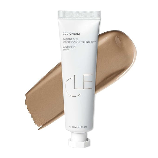 CLE Cosmetics CCC Cream (Warm Medium Light 203 / SPF 50) - Color Correcting With Sunscreen - Lightweight, Hydrating Foundation - BB & CC Hybrid - Light to Medium Coverage - 1 fl oz