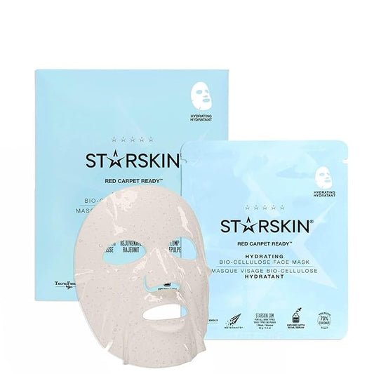 STARSKIN Red Carpet Ready Bio-Cellulose Face Mask – 1 Pack, Hydrating Face Mask for all Skin Types, Instant Hydration & Glass-Skin Glow, Revitalizing and Moisturizing, Korean Skincare
