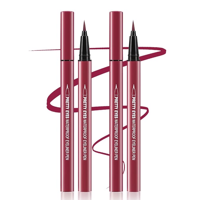 Boobeen 2pcs Liquid Eyeliner Pen, Matte Eye Liner with Precision Tip, Long Lasting Eyeliner Pencil for Bold Eye Makeup, Glides on Smoothly