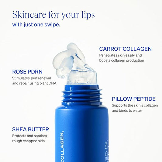 LipLock Jelly Serum for Dry Lips, Long-Lasting, Hydrating, Plumping, Glossy Mask with Rose PDRN, Carrot Collagen, Pillow Peptide, Moisturizing Tinted Lip Balm. (Crystal Clear)