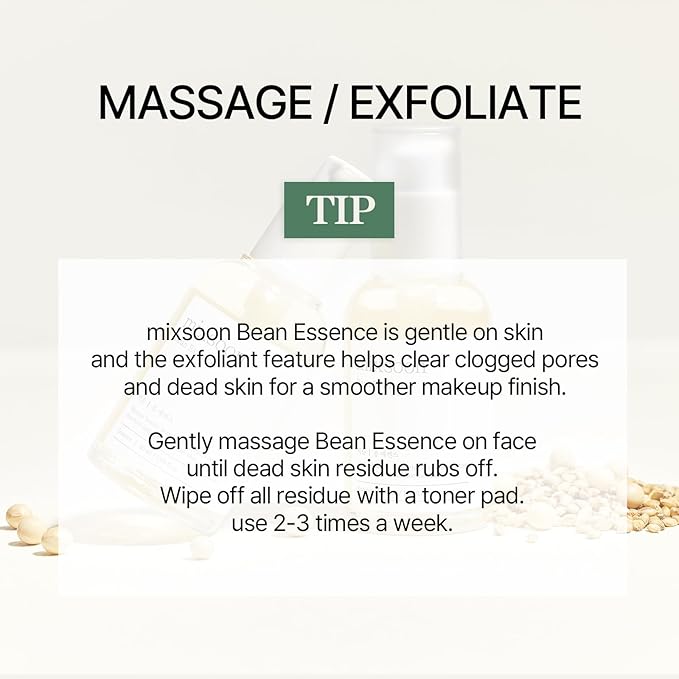 mixsoon Bean Essence Exfoliating Hydrating for Face fermented bean extract Hyaluronic Acid Serum Korean Glass Skin Care 1.69 Fl Oz / 50ml