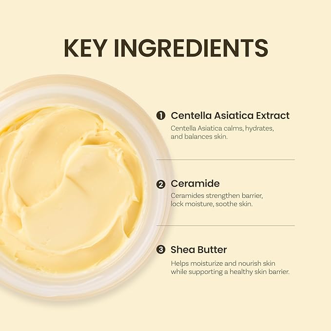 ONGREDIENTS Deep Calming Cream | Daily Face Moisturizer for Dry, Sensitive Skin | Centella Asiatica, Ceramide, Soothing, Skin Barrier, Hydrating | Fragrance-Free, Korean Skincare 1.69 fl Oz