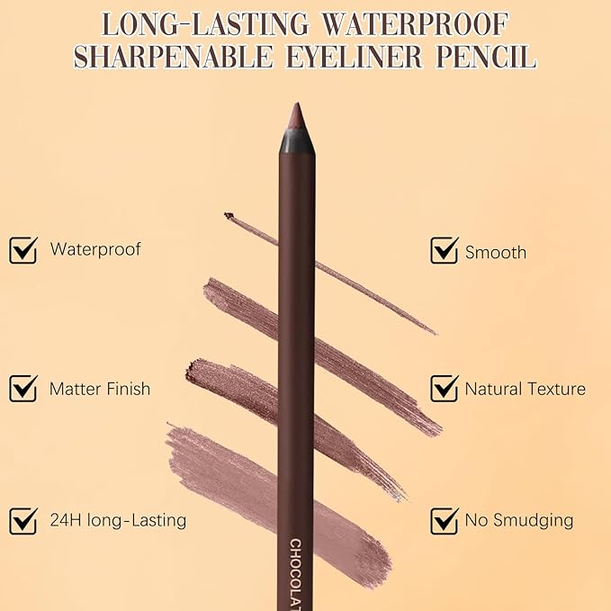Persona Eyeliner Pencil Waterproof,24 Hr Waterproof Eyeliner Duo Sharpenable Eye Pencil,Long Wearing and Water Resistant,Smooth and Easy to Color (Plum)