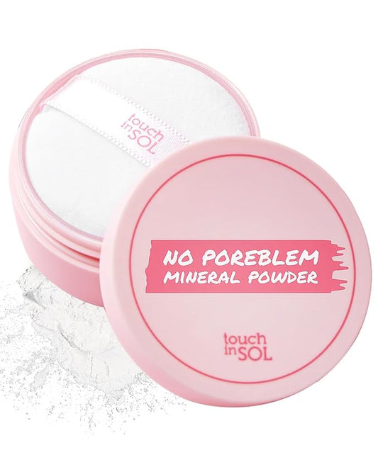 TOUCH IN SOL No Poreblem Mineral Powder – No Sebum Setting Powder for Oily Skin, Oil Control & Blurring Finishing Face Powder for a Matte Finish, Korean Makeup (0.17 oz)