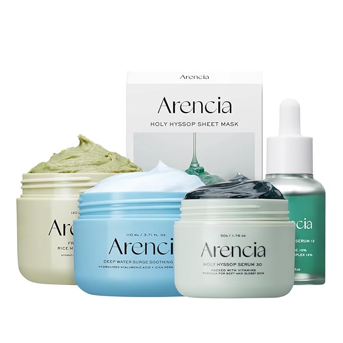 Arencia Glass Skin Renewal Set, 5-Step Korean Skincare Routine Bundle for Spotless Skin, Dark Spot Treatment, Hydrating