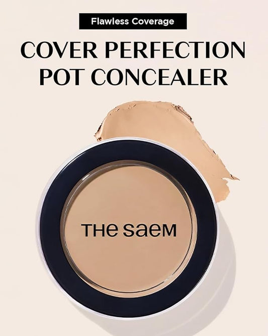 THESAEM Cover Perfection Pot Concealer #02 Rich Beige - High Adherence & Coverage Balm, Conceals Blemish & Acne Spots, Matte Finish Sebum Control for Oily and Combination Skin