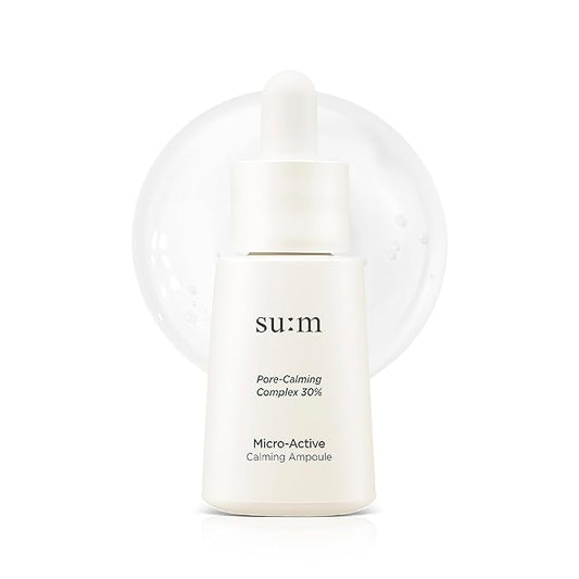 SU:M Micro-Active Calming Ampoule (0.5 fl oz) - Soothing Serum for Redness & Uneven Skin Texture, Provides Quick Relief for Sensitive Skin, Herbal Scent, Korean Skin Care