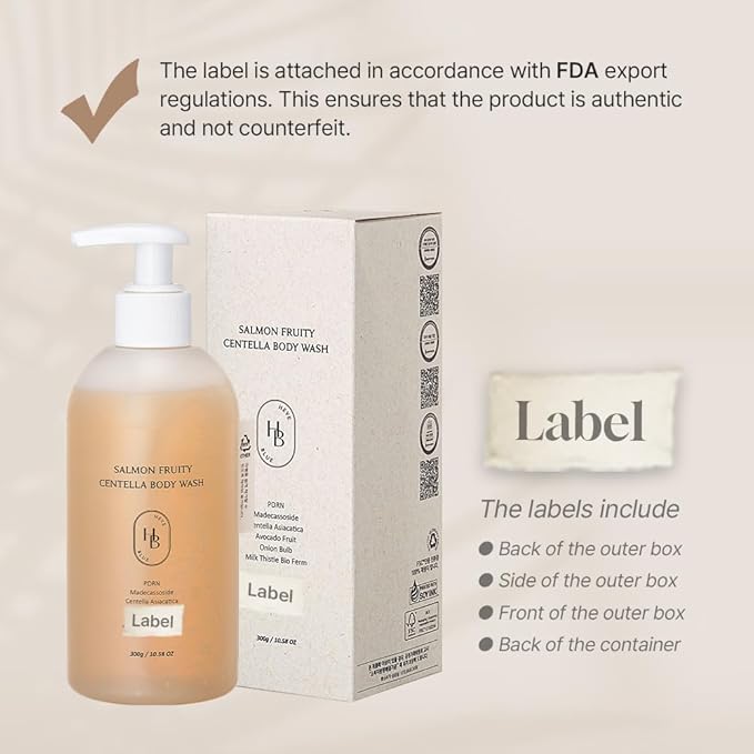 HEVEBLUE Salmon Fruity Centella Body Wash - Sensitive Skin, Korean Skincare, Bodycare, Hypoallergenic, Allergen-free Fragrance, PDRN, Salmon PDRN, Moisturizing, Natural Surfactants, K-Beauty