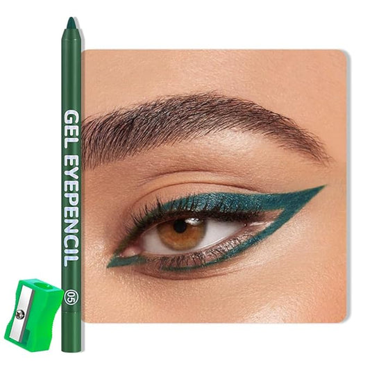 Forest Green Matte Gel Eyeliner Pencil, Multi-Use Waterline Eyeliner with Sharpener, Sharpenable Eye Liner Waterproof Smudge Proof, High Pigmented Eye Makeup Liners, Vegan & Cruelty-Free 05