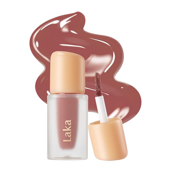 Laka Fruity Glam Lip Tint Mini, Glowing Lip Stain with Wide Color Spectrum, Hydrating & Lightweight Texture, Long-Lasting Bold Stain, Non-Sticky, Vegan, K-Beauty (#143 Brulee)