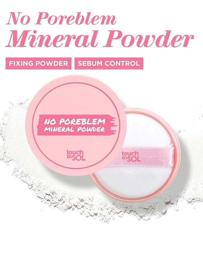 TOUCH IN SOL No Poreblem Mineral Powder – No Sebum Setting Powder for Oily Skin, Oil Control & Blurring Finishing Face Powder for a Matte Finish, Korean Makeup (0.17 oz)