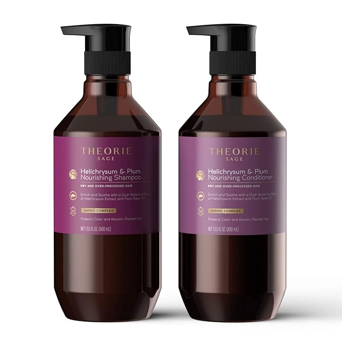 Theorie Helichrysum and Plum Nourishing Shampoo - Enrich and Soothe - Suited for Dry & Over Processed Hair - Protects Color & Keratin Treated Hair, Pump Bottle 800mL - Label Design May Vary