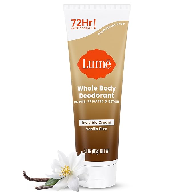 Lume Whole Body Deodorant - Invisible Cream Tube - 72 Hour Odor Control - Doctor Developed - Aluminum Free, Baking Soda Free and Skin Loving - 3.0 Ounce (Vanilla Bliss)