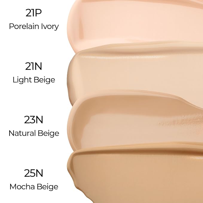 Natural Cover Glow Cushion Foundation | Satin Radiant Finish | Korean Foundation Makeup | Long-Lasting Natural Coverage | for All Skin Types 0.42 oz. (21N Light Beige)