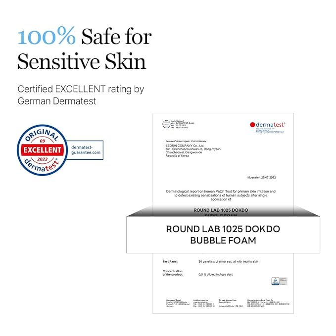 ROUND LAB 1025 Dokdo Bubble Foam Cleanser, Gentle Face Wash for Sensitive Skin, Low pH 5.5, Hydrating Korean Skincare, Soothing Panthenol & Deep Sea Water, Hypoallergenic, Fragrance-Free (5.07 Fl Oz)