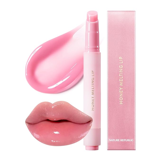 Nature Republic HONEY MELTING LIP PLUMPING (11 PINK) SOFT LIP STICK Tint & Plump Hydrating Gloss, Moisturizing balms, Volumizing formula & Sheer tint, Glowy Finish, korean make up, Stocking Stuffers