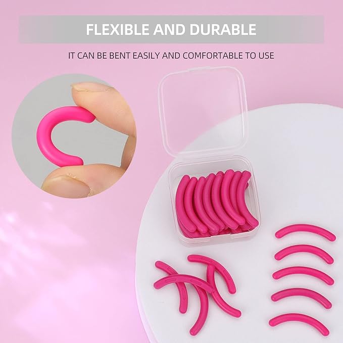 Rose Red Eyelash Curler Refills Pads-30 Pcs Silicone Replacement Refills Eye Lash Curler Pads for Universal Eyelash Curler with a Clear Storage Box