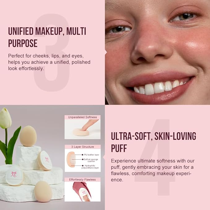 Multi-Use Waterproof Makeup Cream Blush Stick with Brush, 3-in-1 Buildable Blush Stick for Cheeks, Eyes, and Lips, All day wear, Easy Application(01 WHISPER)