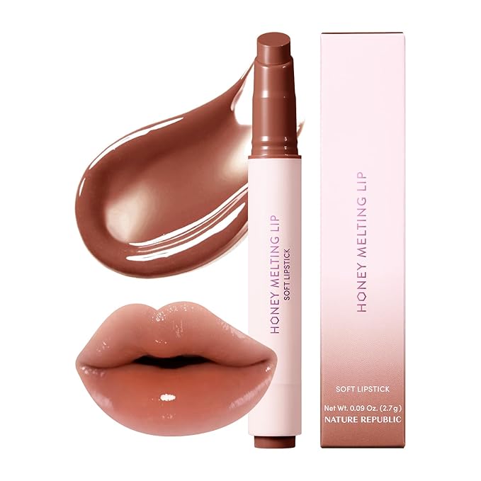 Nature Republic HONEY MELTING LIP (20 ROSE BROWN) SOFT LIP STICK, Hydrating Gloss, Moisturizing balms, Sheer tint, Shine & Nude, Glowy Finish, korean make up, Stocking Stuffers