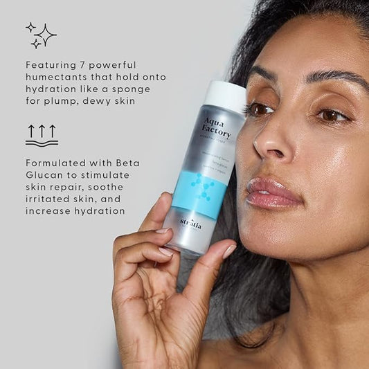 Stratia Aqua Factory Hydrating Toner with Beta Glucan, 7 Moisturizing Factors & Peptides for Barrier Repair, Nourishing Dry & Sensitive Skin, 4oz
