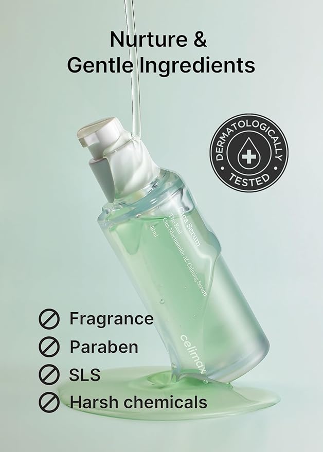 celimax The Real Cica Niacinamide AC Calming Serum 40ml | Hyaluronic Acid Redness Relief Moisturizing Soothing Restoring Serum Mild Formula for Sensitive,Christmas Gift Stocking Stuffers