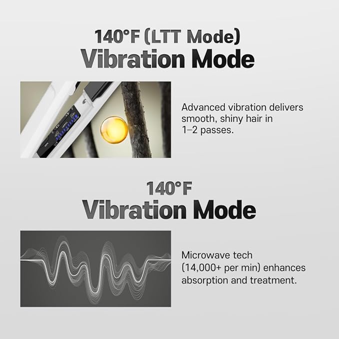 GLAMPALM Hair Straightener 1" Ceramic Flat Iron with Vibrating Plates, Korea's No.1 Professional Salon Tool, 3D Swivel Cord & Dual Voltage, 11 Heat Settings(140°–450°), 25s Fast Heat-Up, White (GP225)