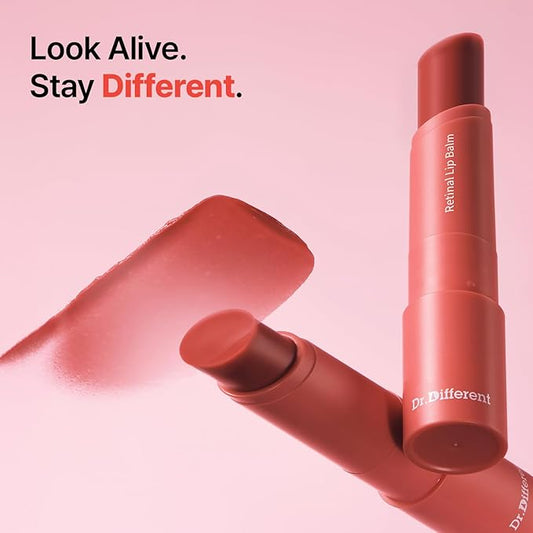Dr.Different Retinal Lip Balm Tinted, Anti-Wrinkle Lip Treatment with Deep Hydration & Long-Lasting Moisture, K-Skincare made by Korean Dermatologist, 0.14oz