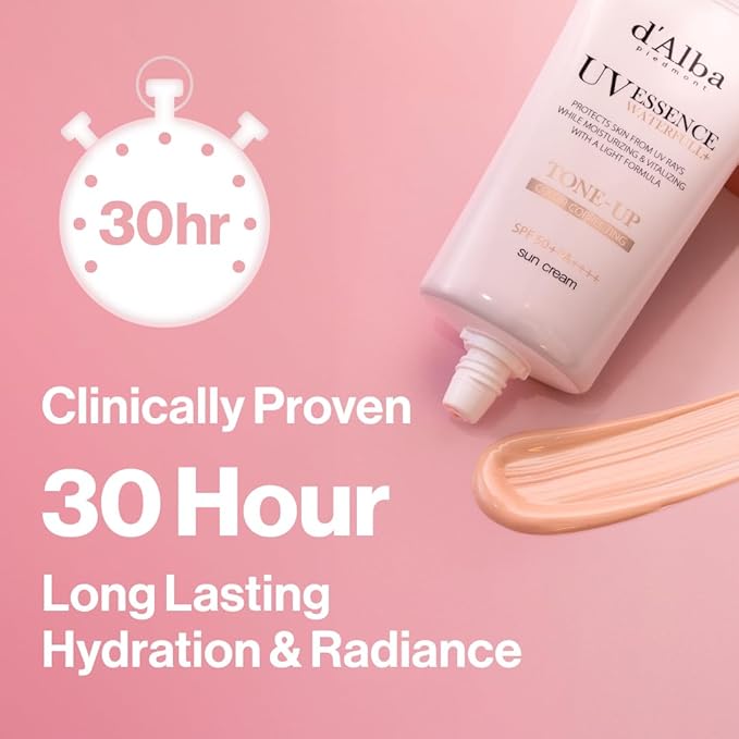 [2 ea] d'alba Piedmont Waterfull Tone-Up Sunscreen Serum BROAD SPECTRUM SPF 50 + Korean Sunscreen for Face, All Skin Tones, Sweat Proof Formula (2 x 1.69 fl.oz.)