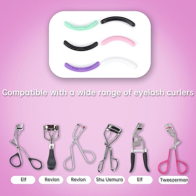 Eyelash Curler Refills Compatible with Shiseido,Eyelash Curler Refills 24PCS,Silicone Lash Curler Refill Pads Compatible with Shiseido (Colorful)
