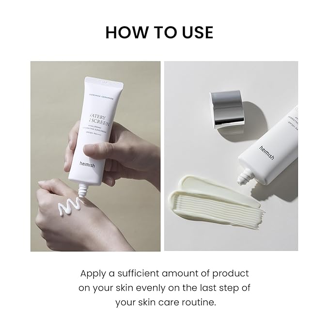 HEIMISH Moringa Ceramide Hyaluronic Hydrating Watery Sunscreen - SPF Face Moisturiser, Daily Sunscreen For Face, Broad Spectrum SPF 50, Non-greasy, Lightweight with Hyaluronic Acid, 1.7fl.oz/50ml