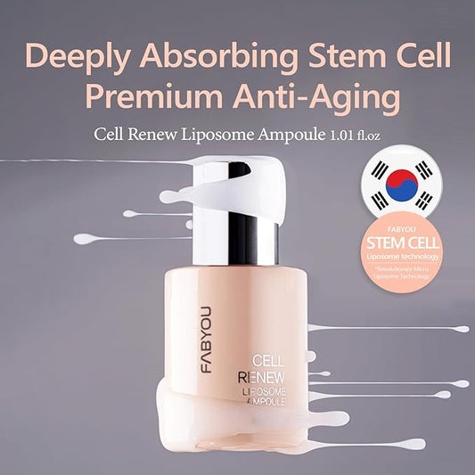 Cell Renew Liposome Ampoule 1.01 fl oz - Anti-Aging EGF Stem Cell Serum with CICA Exosome, Korean Skin Care for Skin Repair, Deep Hydration & Firming