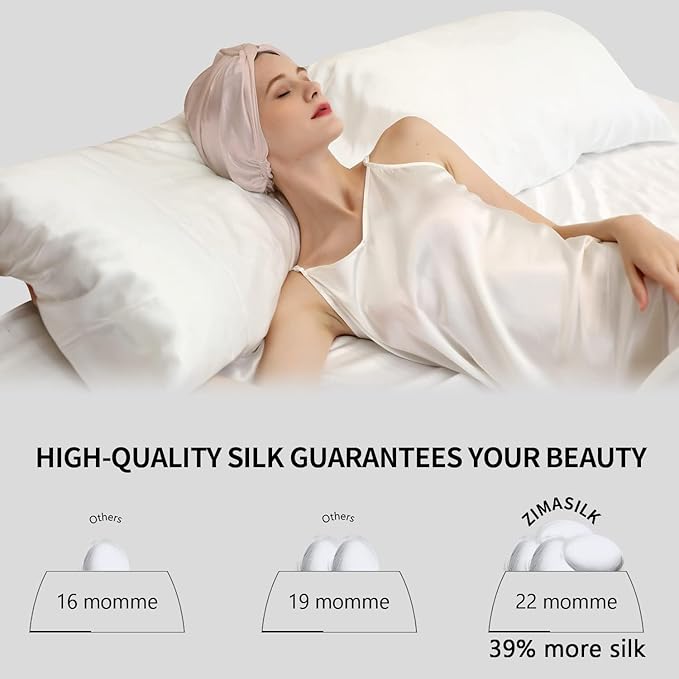 ZIMASILK 100% 22 Momme Mulberry Silk Bonnet for Sleeping Women, Breathable Silk Hair Wrap for Premium Hair Protection - Reducing Friction (1Pc, Blush Pink)