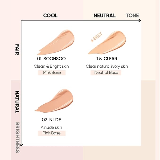 AMUSE SEOUL Dew Jelly Vegan Cushion Foundation (1.5 CLEAR) | dewy, glow, long-lasting, double coverage, clean beauty, lightweight, natural look, foundation for sensitive skin, hydrating cushion