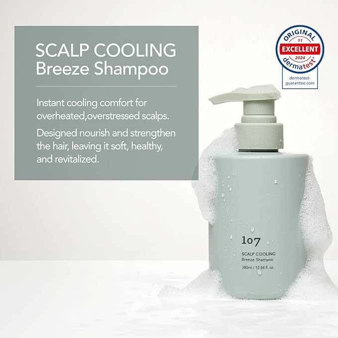 107 SCALP COOLING Breeze Shampoo - Soothing & Refreshing scalp cooling shampoo with 3-Year Aged Fermented Mugwort Vinegar – Scalp Care, Sebum Control (12.84 oz)