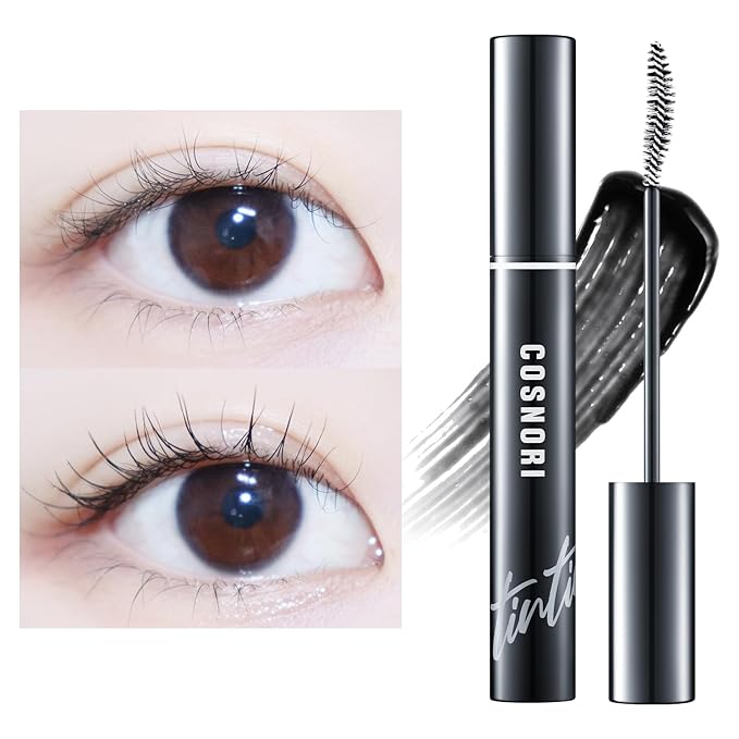COSNORI Eyelash Tinting Serum 01 Deep Black - Korean Eyelash Boost Tinted Serum – Eyebrow Growth Enhancer for Longer and Thicker – Lash Perm Essential - Vegan, Irritation Free 0.3 fl.oz / 9g (Black)