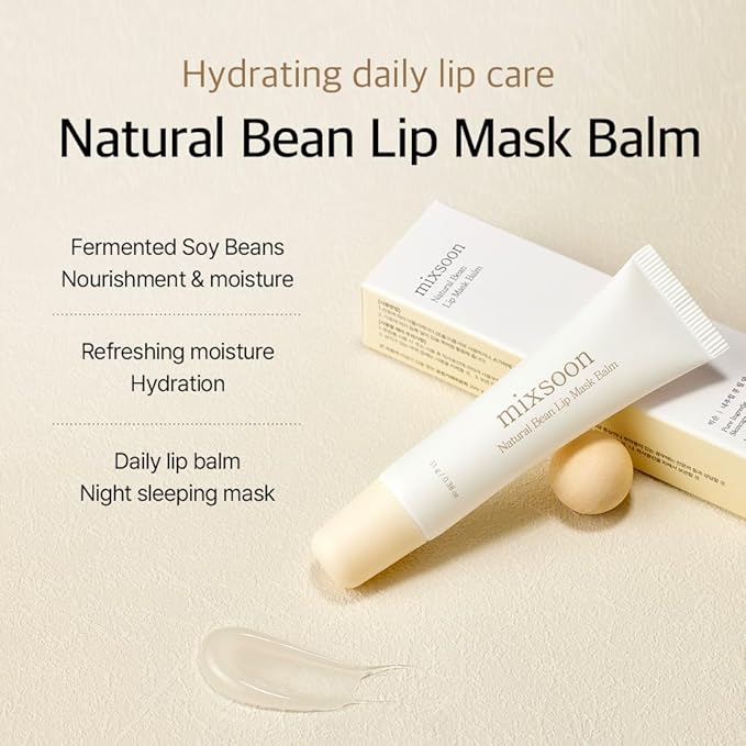 mixsoon Natural Bean Lip Mask Balm Lip Moisturizer For Dry Lip Korean Skin Care 0.38 fl. oz. / 11g