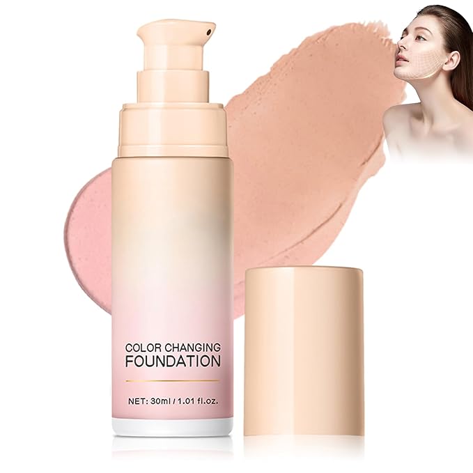 Pink color-changing foundation, color-correcting CC cream with Centella asiatica, even red skin tone, light, non-greasy, moisturizing, concealing, Natural Finish Concealer(1PCS)